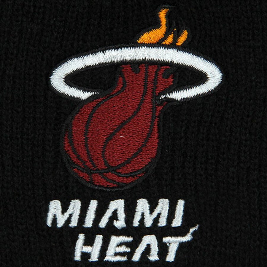 Miami Heat NBA Black Basic Cuffed Knit Beanie Crown/Visor Team Color Logo