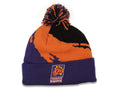 Phoenix Suns Mitchell & Ness NBA Pom Paint Knit Beanie Hat Black/Orange/Purple Crown/Visor Team Color Logo