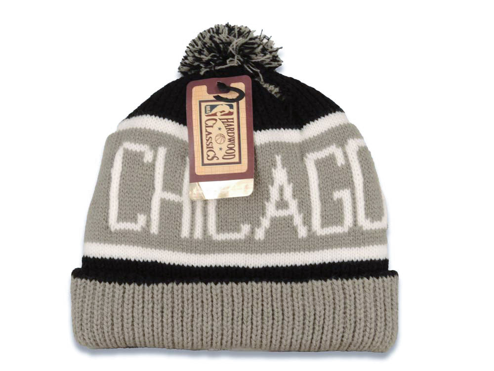 Chicago Bulls '47 Brand NBA Calgary Pom Knit Beanie Black/Gray Crown/Visor Team Color Logo