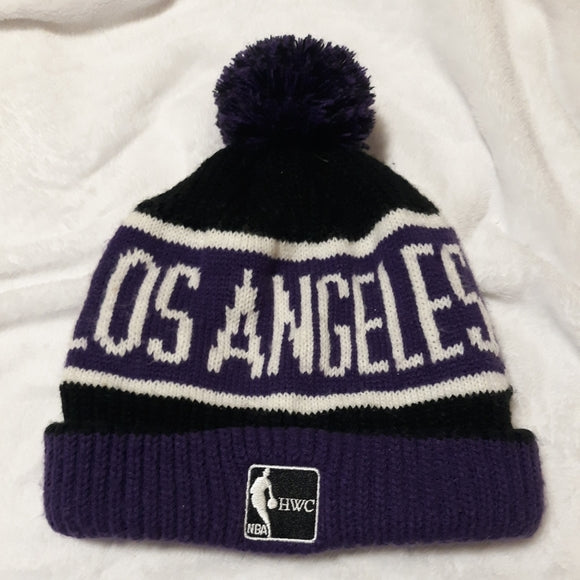 Los Angeles Lakers '47 NBA Pom Knit Beanie Black/Purple Crown/Visor Team Color Logo (Calgary)