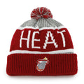 Miami Heat '47 Brand NBA Pom Knit Beanie Gray/Red Crown/Visor Team Color Logo (Calgary)