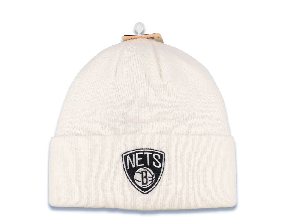 Brookyn Nets Basic Cuffed Beanie/Knit White Crown/Visor Team Color Logo