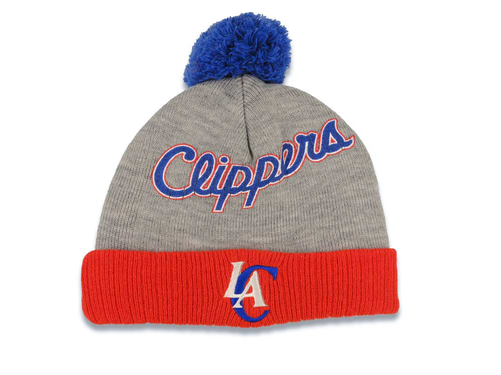 (Toddler/Youth) Los Angeles Clippers Adidas NBA Pom Kid Knit Beanie Gray/Red Crown/Visor Team Color Logo