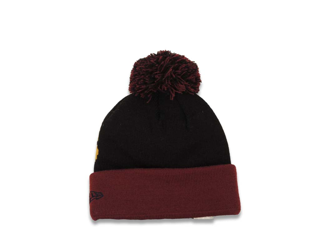 (Youth) Cleveland Cavaliers New Era NBA Cuffed Pom Fresh Kid Knit Beanie Hat Black/Maroon Crown/Visor Team Color Logo