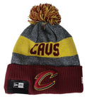 Cleveland Cavaliers New Era NBA Cuffed Pom Knit Beanie Gray/Cardinal Crown/Cuff Team Color Logo