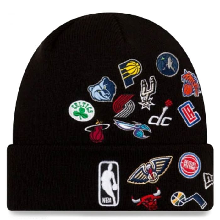 New Era NBA Cuff Knit Hat Black All Teams League Overload