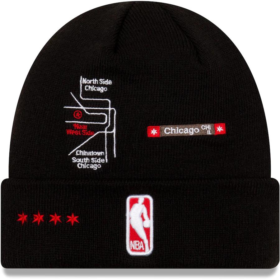 Chicago Bulls New Era NBA Cuff Knit Team Color Black Crown/Cuff Team Color Logo City Transit