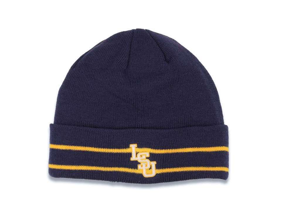 LSU Tigers NCAA Cuffed Beanie/Knit Purple/Yellow Crown/Visor Team Color Logo
