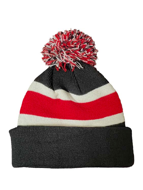 San Diego State Aztecs '47 Brand NCAA Pom Knit Beanie Black/Red/White Crown/Visor Team Black/Red/Metallic Gold Logo (Break Away)