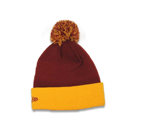 (Youth) USC Trojans New Era NCAA Cuffed Pom Fresh Kid Knit Beanie Hat Maroon/Yellow Crown/Visor Team Color Logo