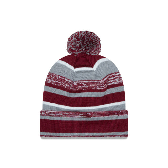 Alabama Crimson Tide New Era NCAA Cuffed Pom Knit Beanie Hat Cardinal/Gray Crown/Visor Team Color Logo (2014 Sideline)