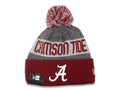 Alabama Crimson Tide New Era NCAA Cuffed Pom Knit Beanie Gray/Cardinal Crown/Cuff Team Color Logo