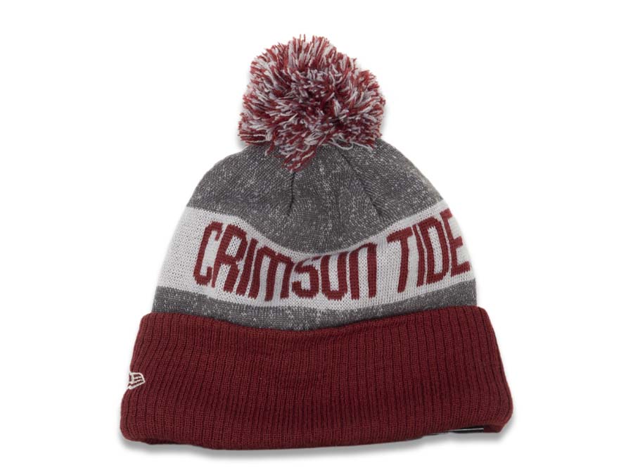 Alabama Crimson Tide New Era NCAA Cuffed Pom Knit Beanie Gray/Cardinal Crown/Cuff Team Color Logo