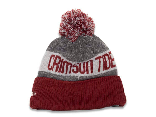 Alabama Crimson Tide New Era NCAA Cuffed Pom Knit Beanie Gray/Cardinal Crown/Cuff Team Color Logo