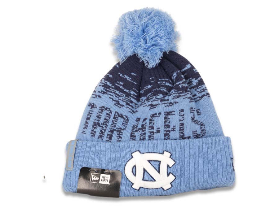 North Carolina Tar Heels New Era NCAA Cuffed Pom Knit Beanie Sky Blue/Navy Crown/Cuff Team Color Logo