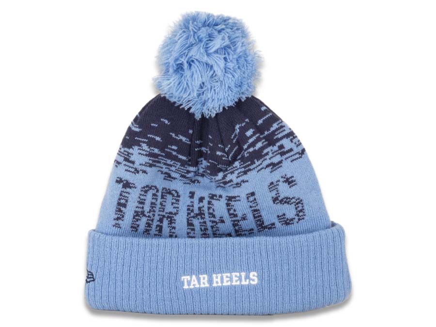 North Carolina Tar Heels New Era NCAA Cuffed Pom Knit Beanie Sky Blue/Navy Crown/Cuff Team Color Logo