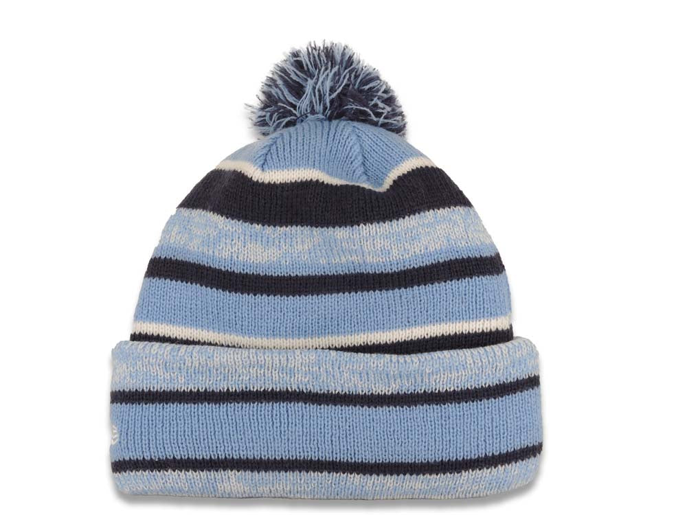 North Carolina Tar Heels New Era NCAA Cuffed Pom Sideline Beanie/Knit Hat Sky Blue/Light Navy Blue Crown/Visor Team Color Logo