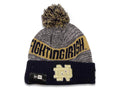 Notre Dame Fighting Irish New Era Cuffed Pom Knit Beanie Gray/Black/Tan Crown/Cuff Team Color Logo