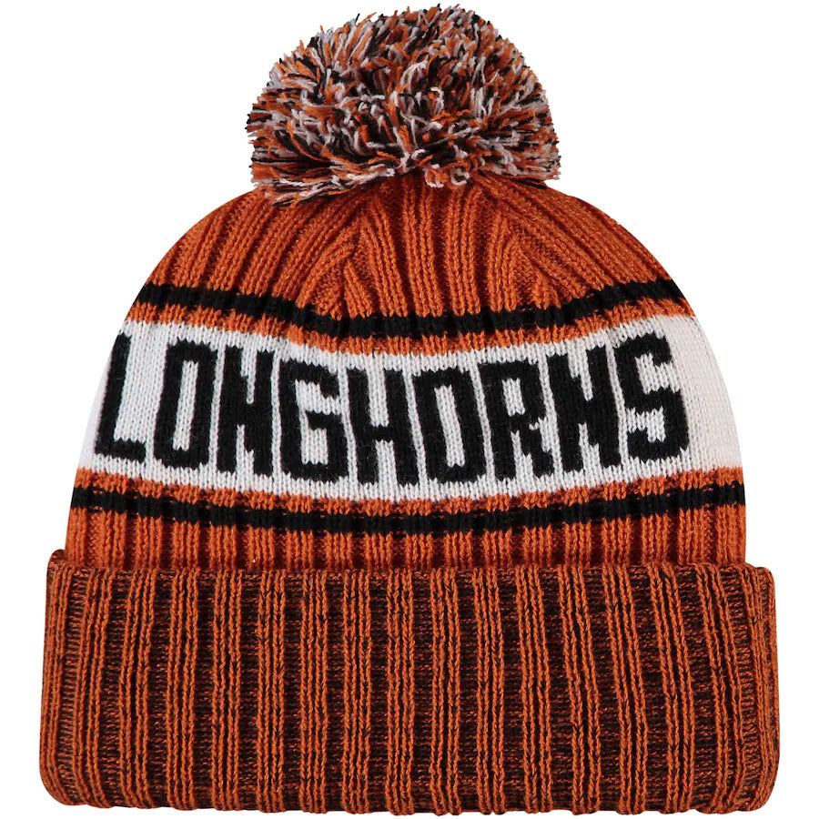 Texas Longhorns New Era NCAA Cuffed Pom Knit Beanie Hat Orange Crown/Visor Team Color Logo (Knit Marl)