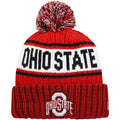Ohio State Buckeyes New Era NCAA Cuffed Pom Knit Beanie Hat White/Red Crown/Visor Team Color Logo (Knit Marl)
