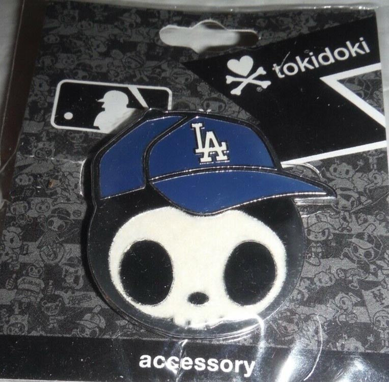 Los Angeles Dodgers MLB White/Black/Royal Blue Skull Toki Doki Lapel Pin