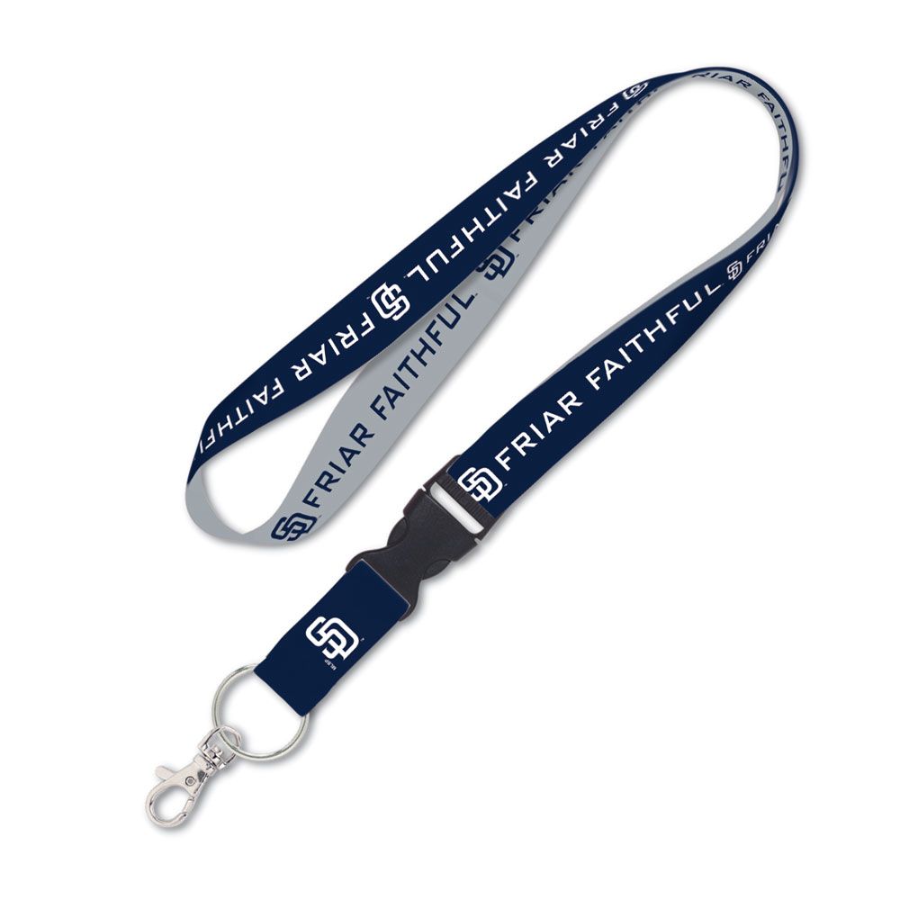 San Diego Padres WinCraft MLB Friar Faithful Slogan Navy/White Lanyard with Detachable Buckle